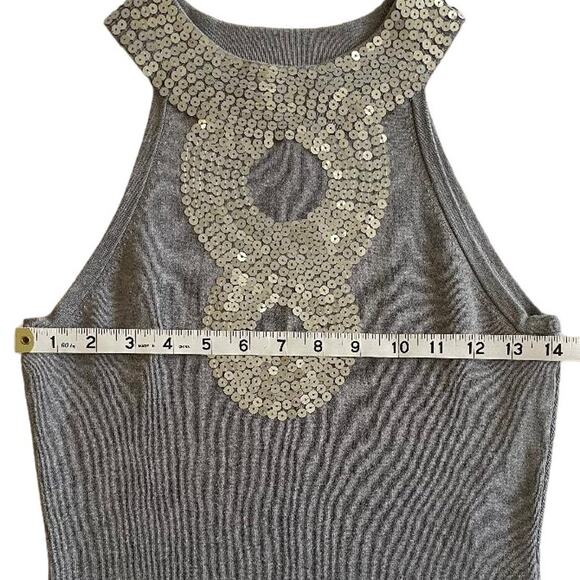 INC International Concepts Gray Sequin Mock Neck Sleeveless Blouse Size Small - Picture 5 of 7